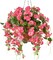 Artificial Fake Hanging Hibiscus Flowers Plants Baskets for Outdoor Decoration, Faux Silk Hibiscus Long Vines in Planter UV Resistant Realistic Flowers for Outside Porch Patio Home Decor, Pink